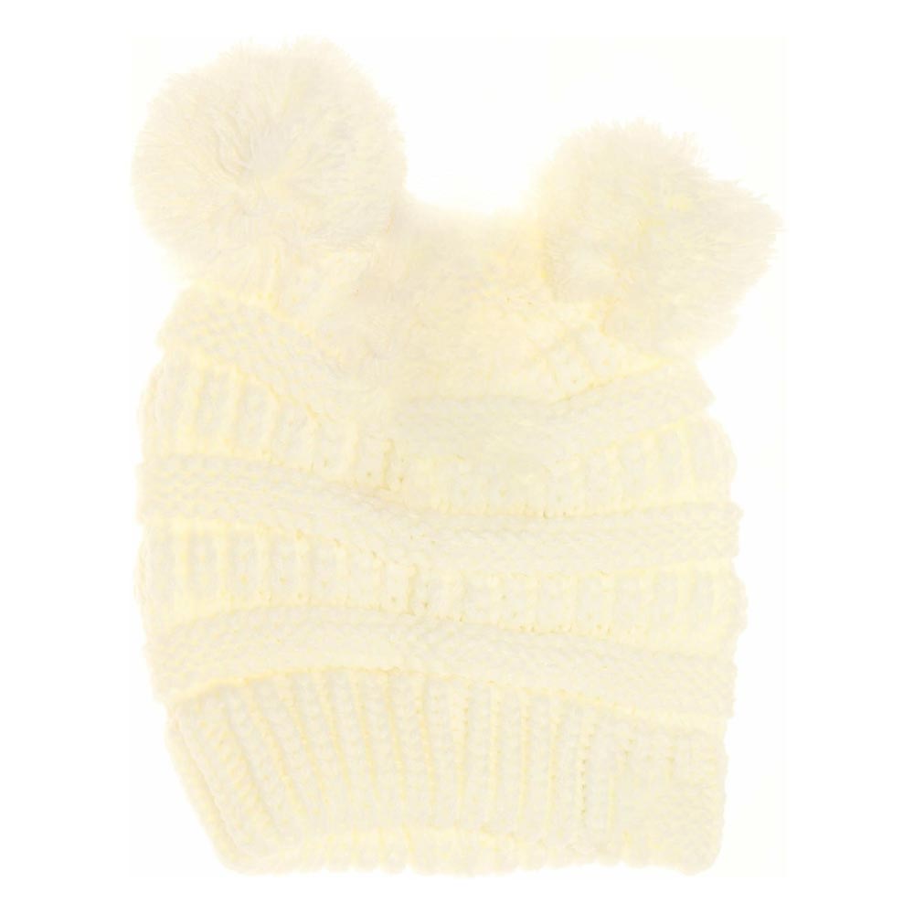 BABY Solid Double Pom C.C Beanie