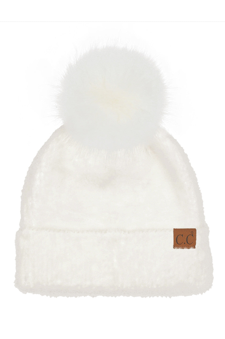 C.C Plush Terry Chenille Pom Beanie Winter Hat