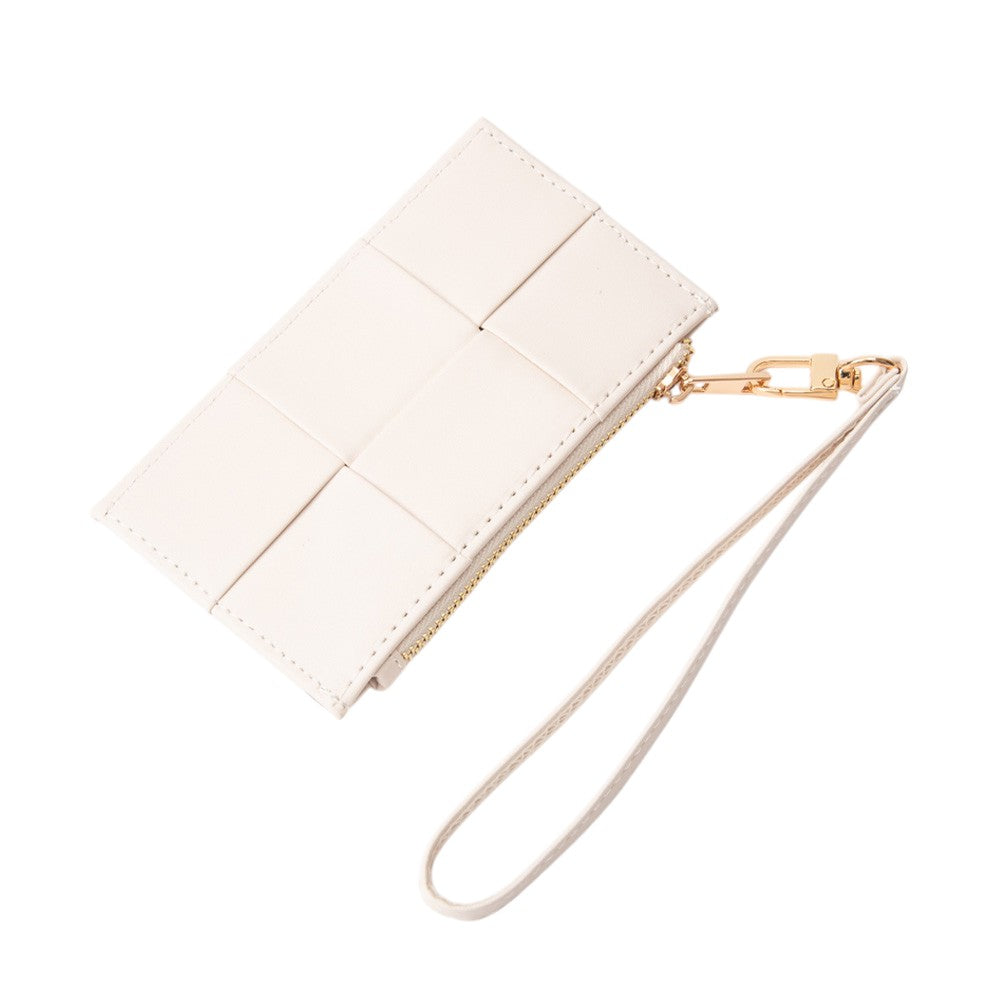 Faux Leather Weave Flat  Coin Wallet