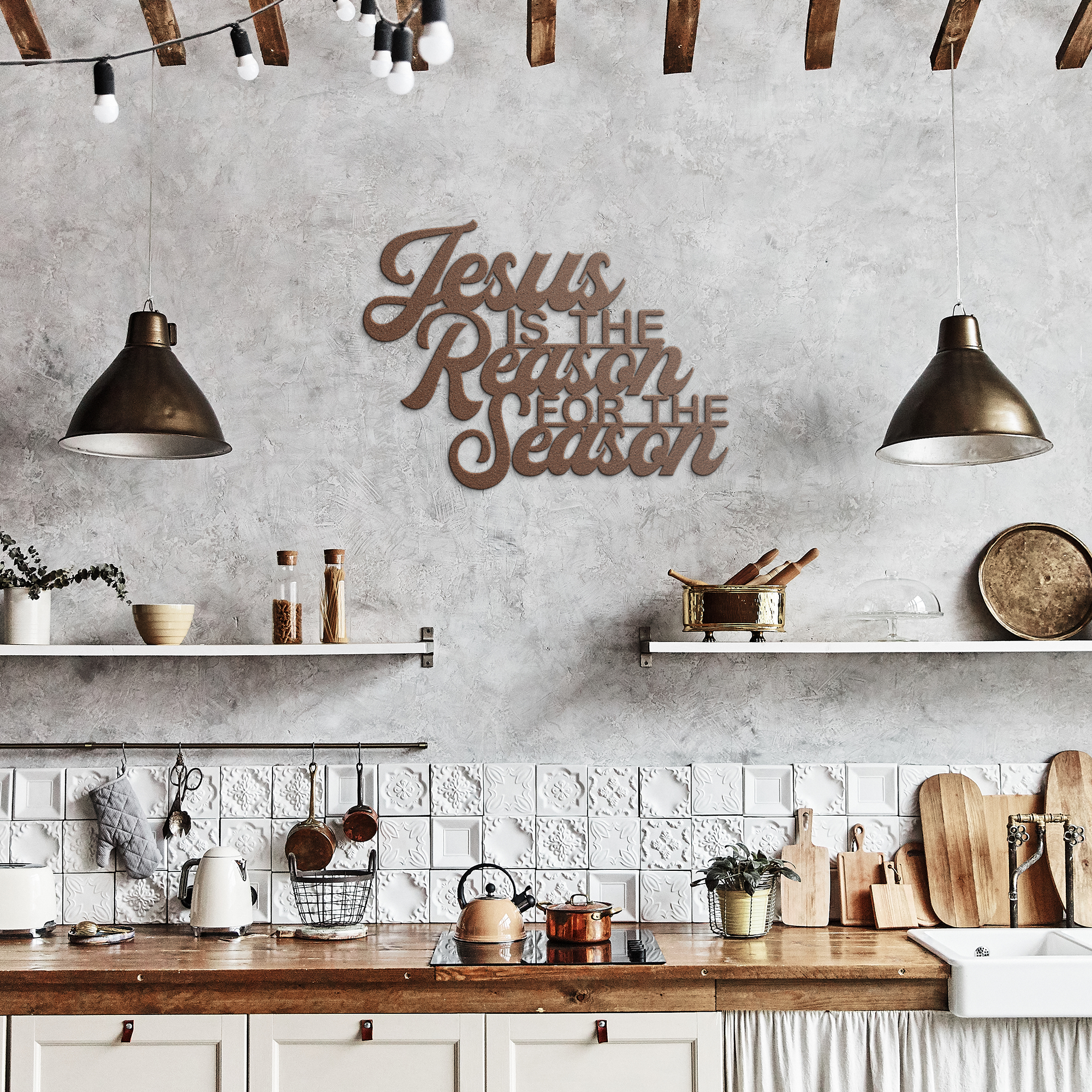 Jesus Is the Reason for the Season – Christmas Metal Wall Sign - 5 Colors & 6 Sizes!