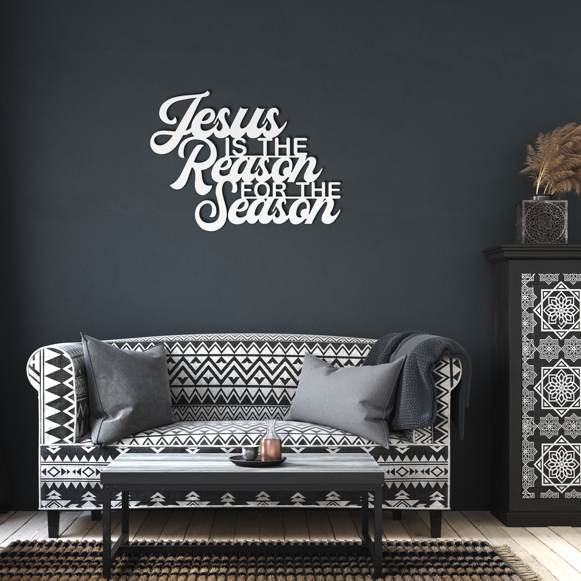 Jesus Is the Reason for the Season – Christmas Metal Wall Sign - 5 Colors & 6 Sizes!