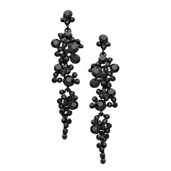 Bubble Stone Cluster Dangle Evening Earrings