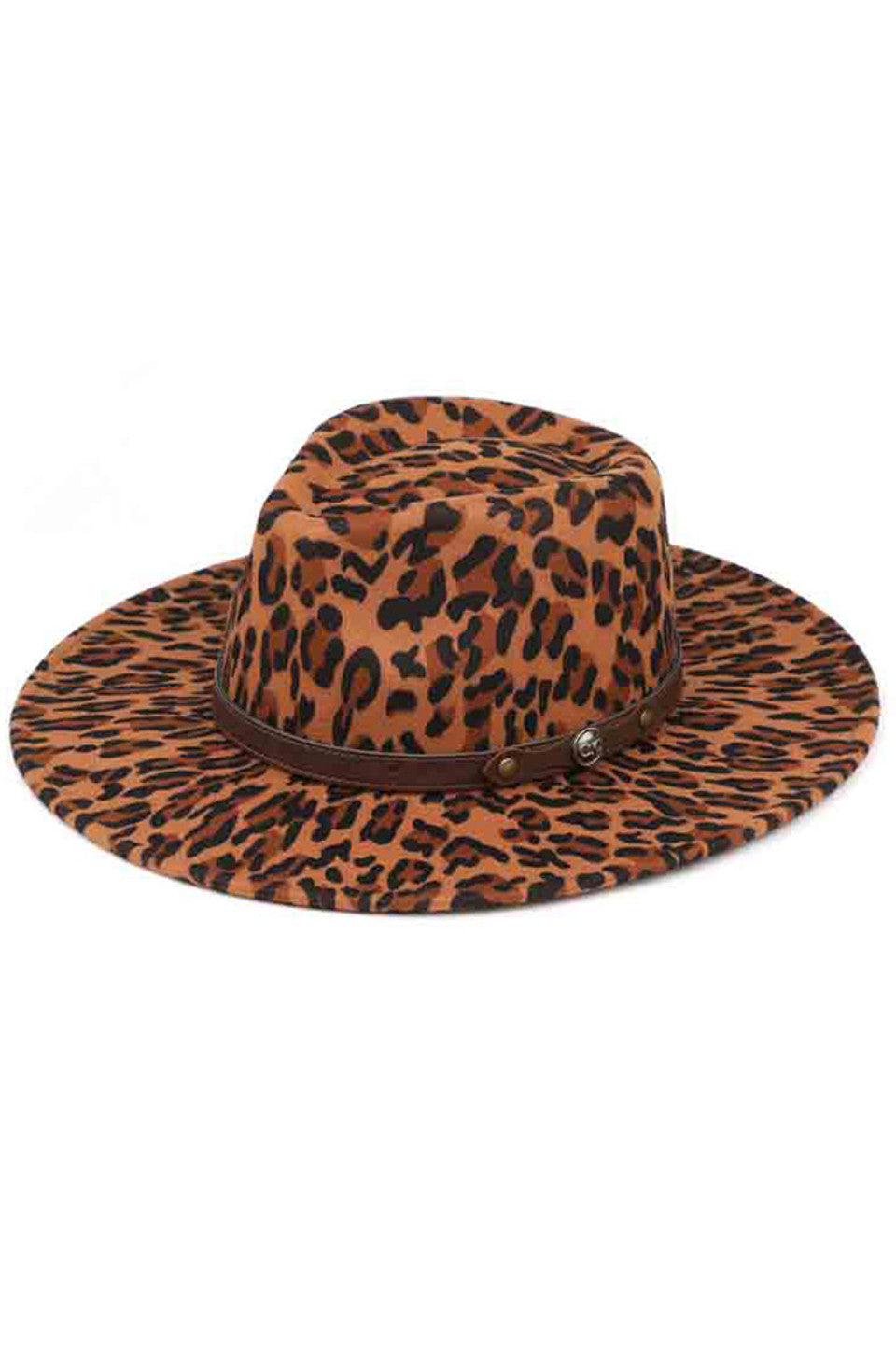 C.C Leopard Pattern Vegan Felt Panama Hat
