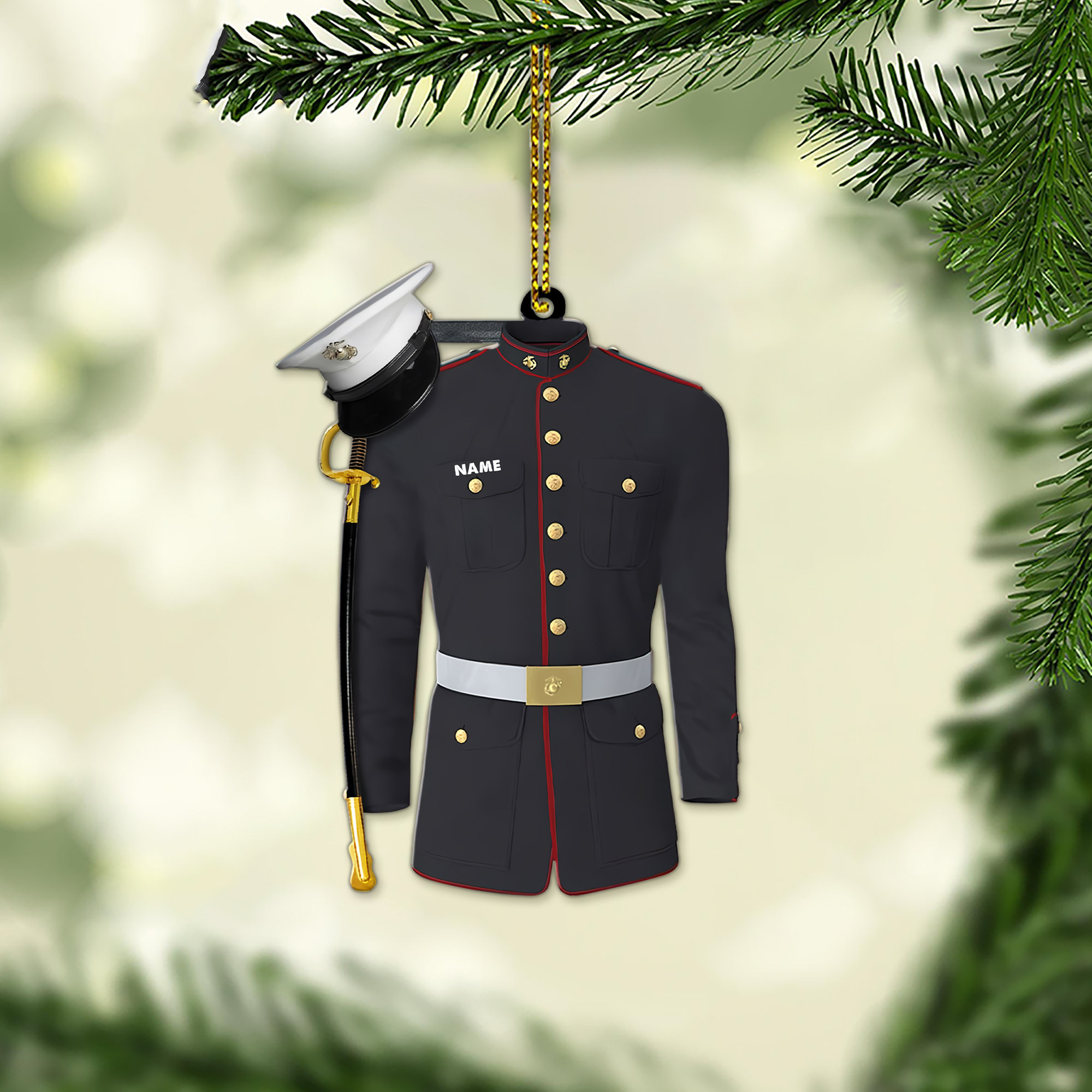 Marine Uniform Ornament - Personalized Custom Shaped Acrylic Ornament - Christmas Gift For Military, Army Dad, Husband