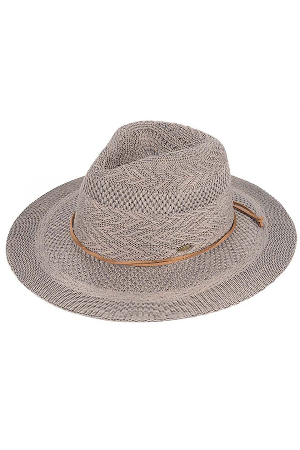 C.C MULTI PATTERN SUEDE STRING BAND PANAMA HAT
