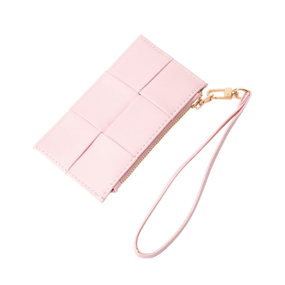 Faux Leather Weave Flat  Coin Wallet