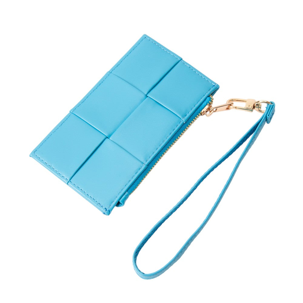 Faux Leather Weave Flat  Coin Wallet