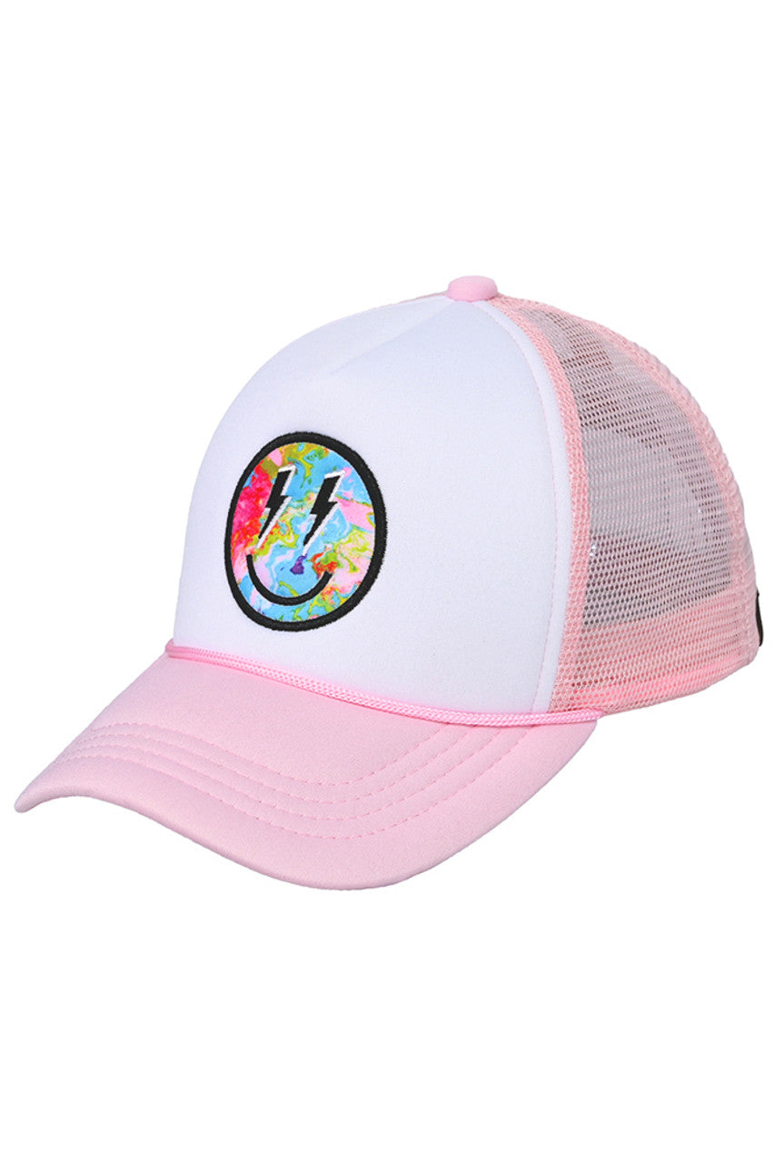 C.C Lightning Bolt Eyes Smiley Face Trucker Cap