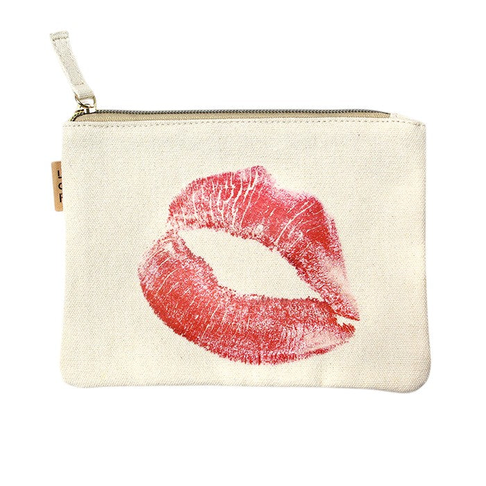 Lips Printed Cotton Canvas Eco Pouch Bag