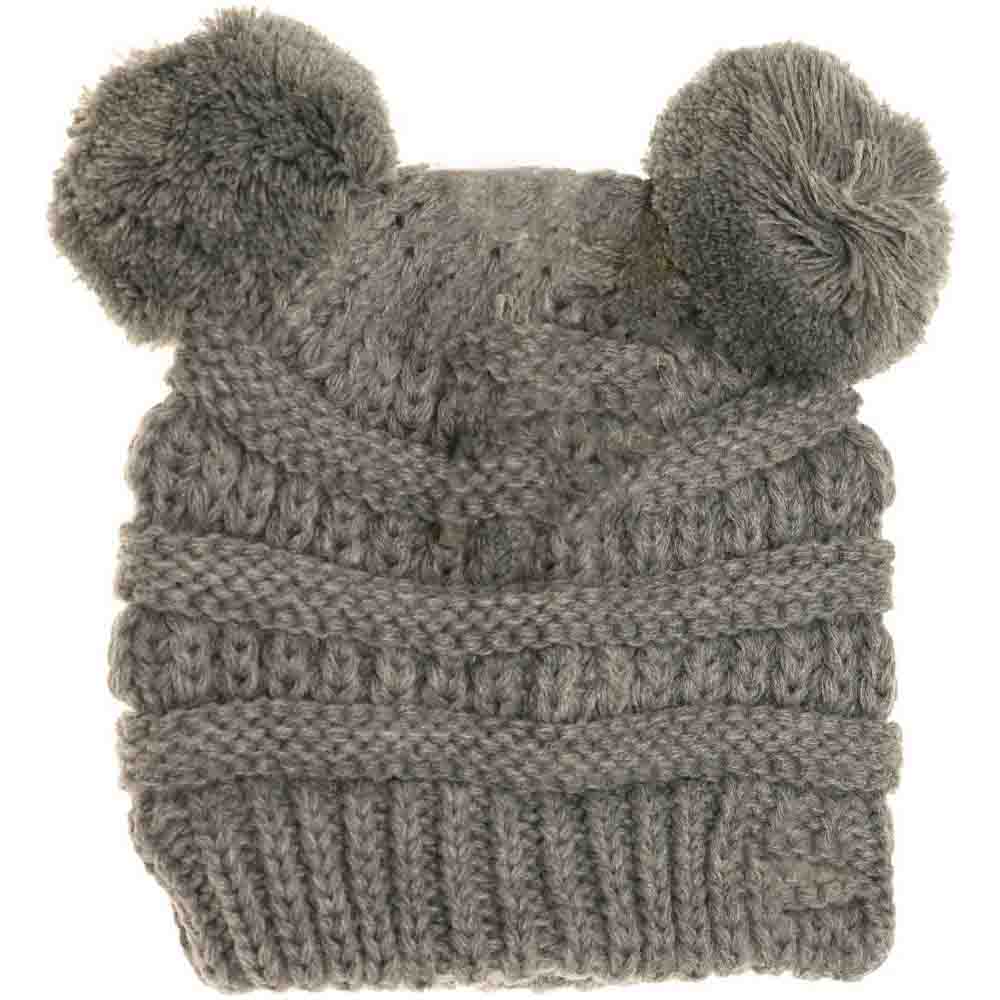 BABY Solid Double Pom C.C Beanie