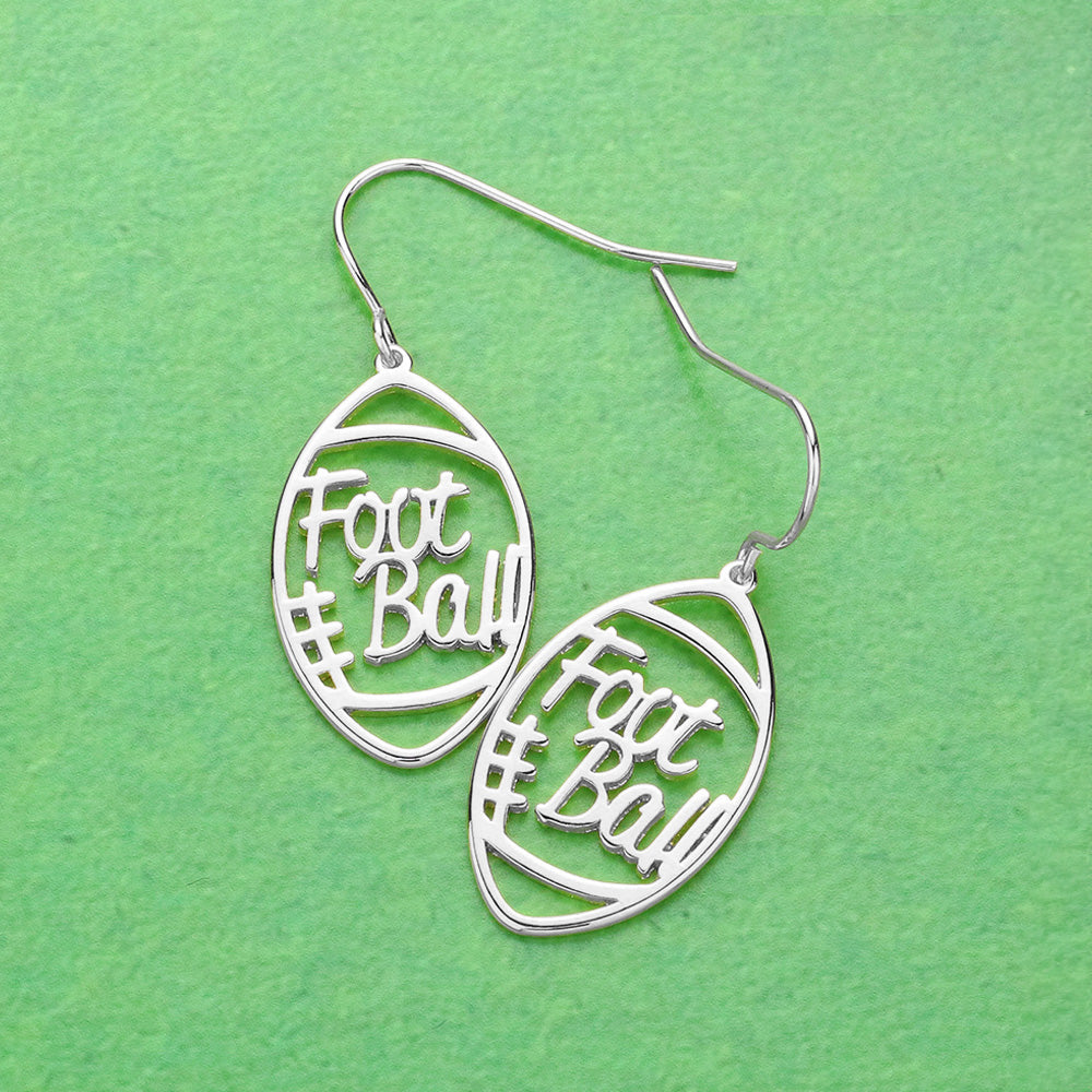 Brass Metal Wire Football Dangle Earrings