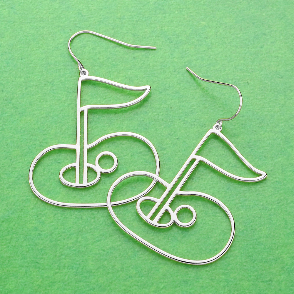 Brass Metal Wire Gold Hole in One Dangle Earrings