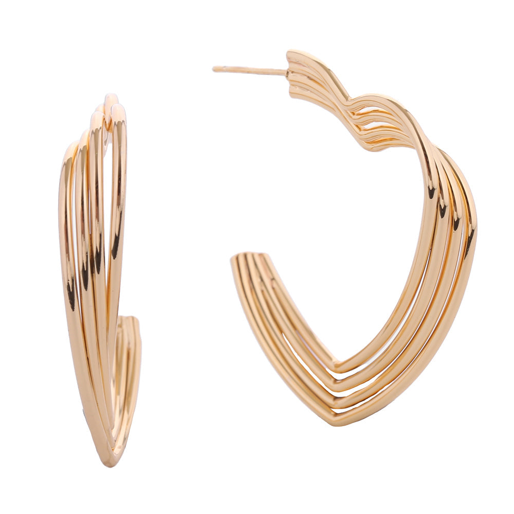 14K Gold Dipped Heart Hoop Earrings