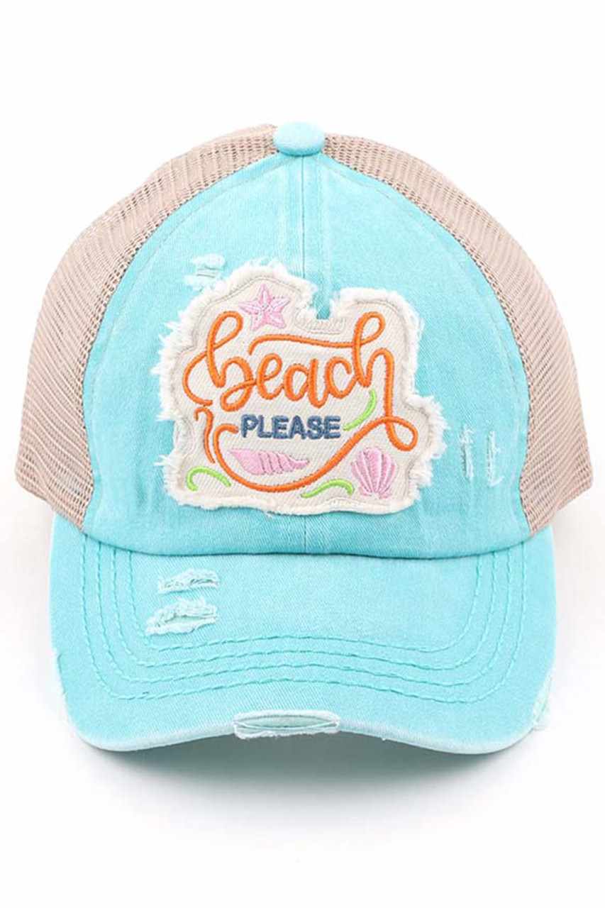 C.C DISTRESSED BEACH PLEASE PATCH PONYCAP