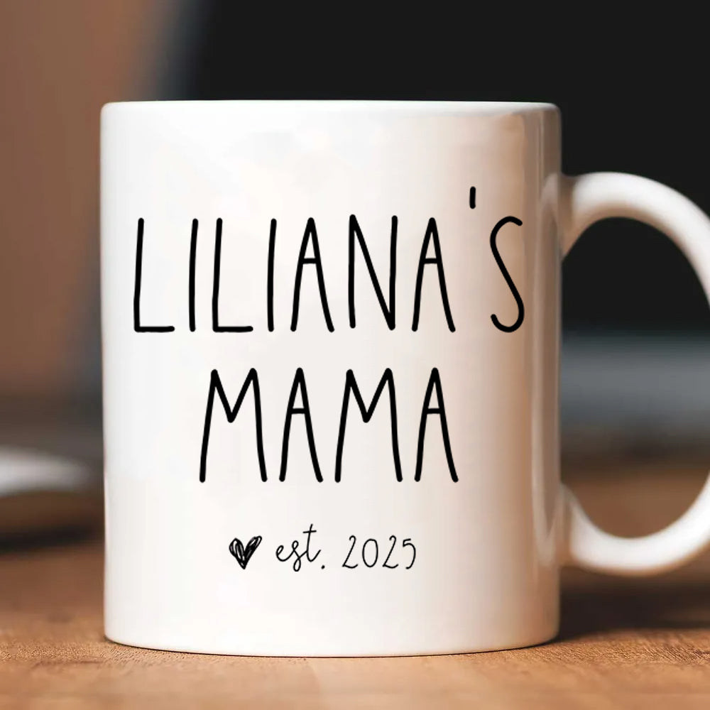 Mom, Mama EST - Personalized Custom Mug - First Mother's Day Gifts, First Time Mom Gifts, New Parent Gifts