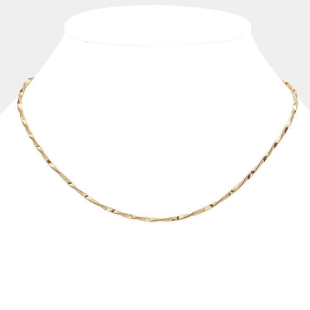 Brass Metal Twisted Chain Necklace