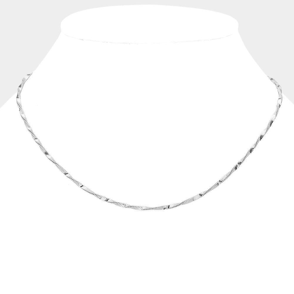 Brass Metal Twisted Chain Necklace