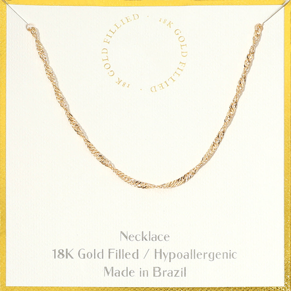 18K Gold Filled Hypoallergenic Singapore Chain Necklace
