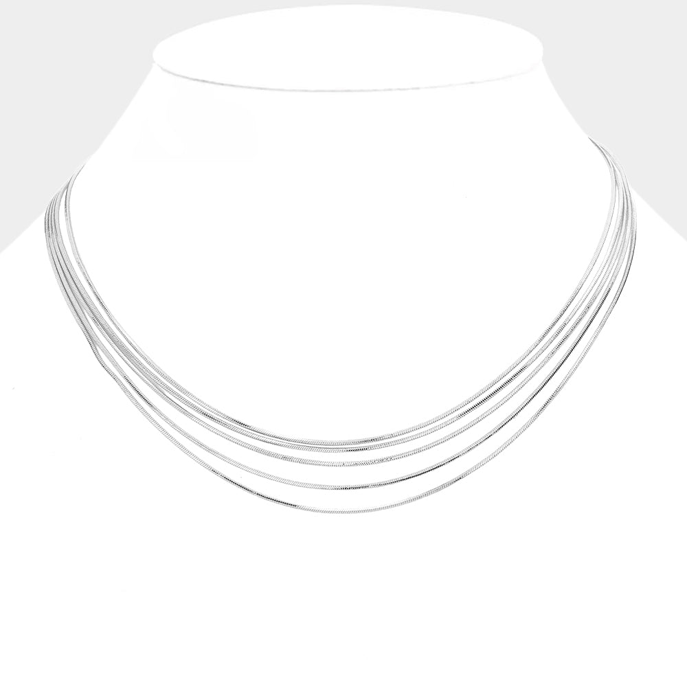 Brass Metal Chain Multi Layered Necklace