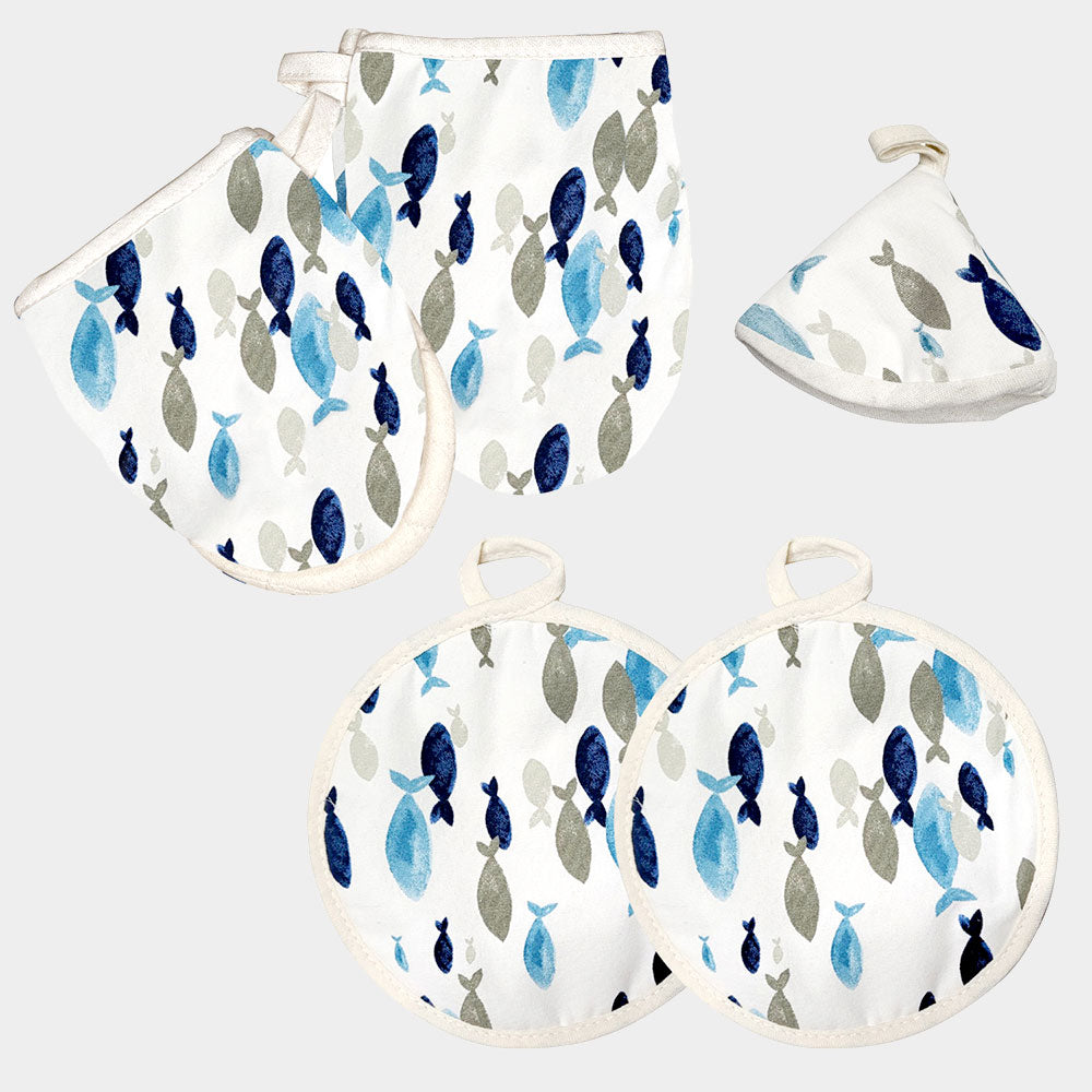 5PCS - Fish Printed Kitchen Set