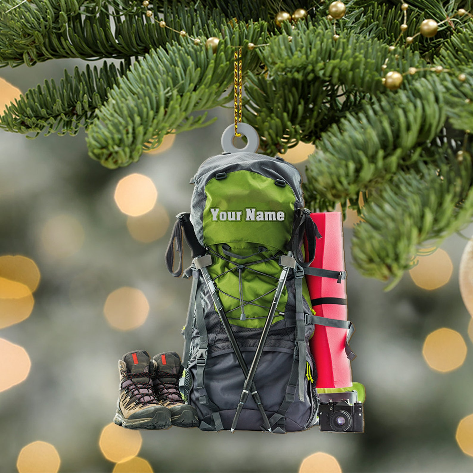 Personalized Hiking Bag Christmas Ornament, Camping Lover Gift, Hiking Lover Ornament 2025, Keepsake Gift For Camper, Hiking Decor Gift
