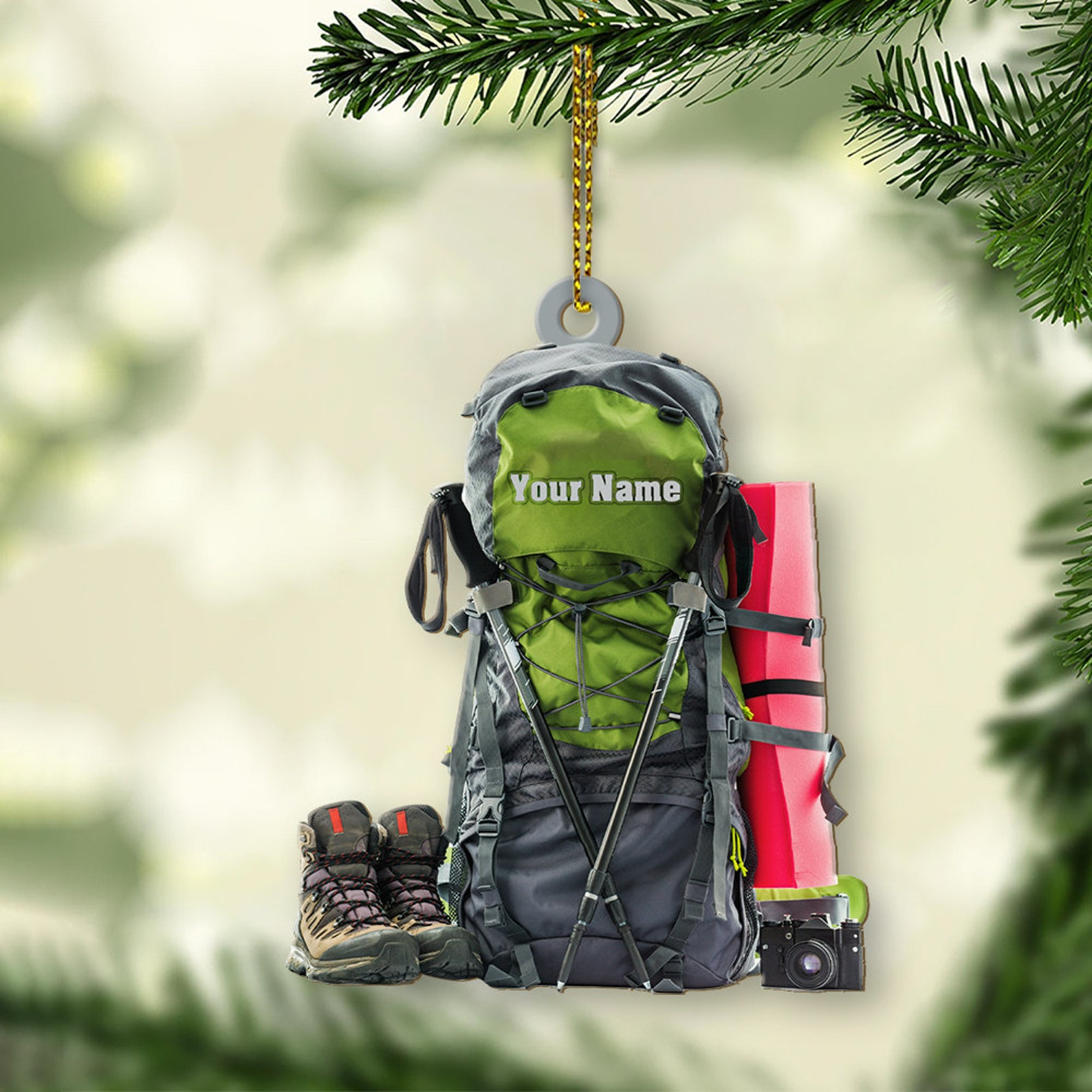 Personalized Hiking Bag Christmas Ornament, Camping Lover Gift, Hiking Lover Ornament 2025, Keepsake Gift For Camper, Hiking Decor Gift