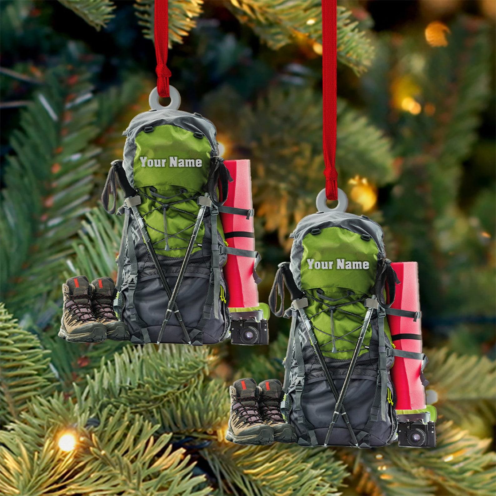 Personalized Hiking Bag Christmas Ornament, Camping Lover Gift, Hiking Lover Ornament 2025, Keepsake Gift For Camper, Hiking Decor Gift
