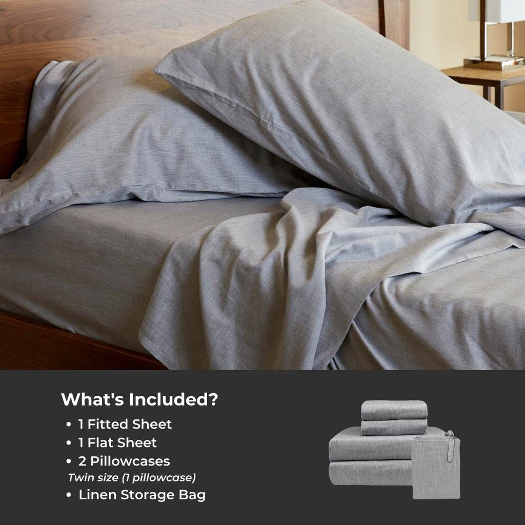 Bamboo Cotton Bed Sheets - Silver