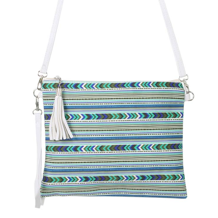 Aztec Patterned Wristlet Clutch Crossbody Bag