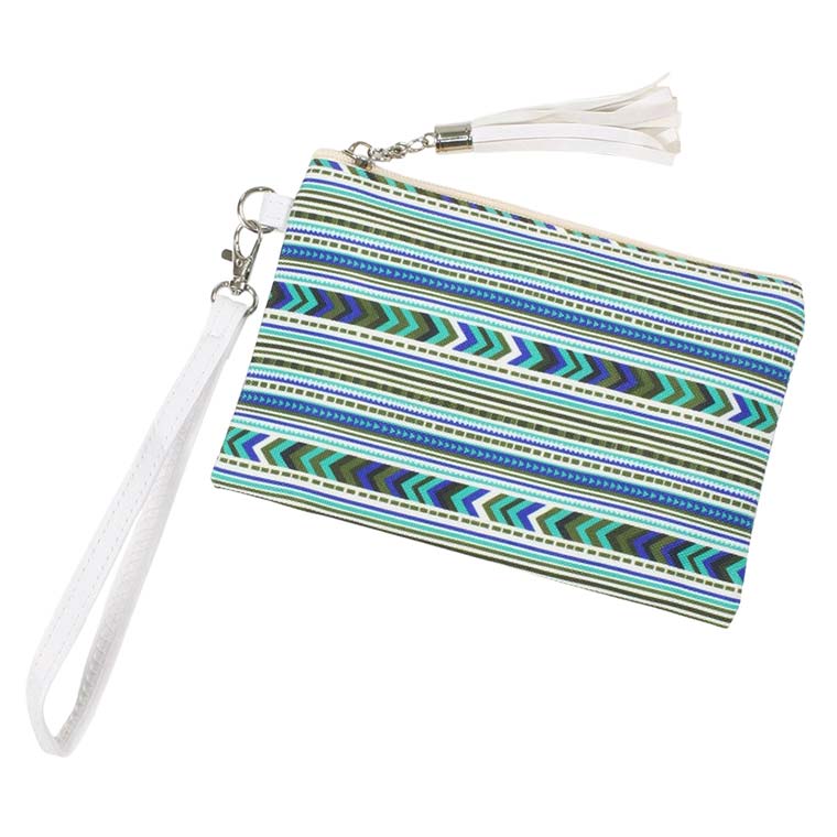 Aztec Patterned Wristlet Pouch Bag