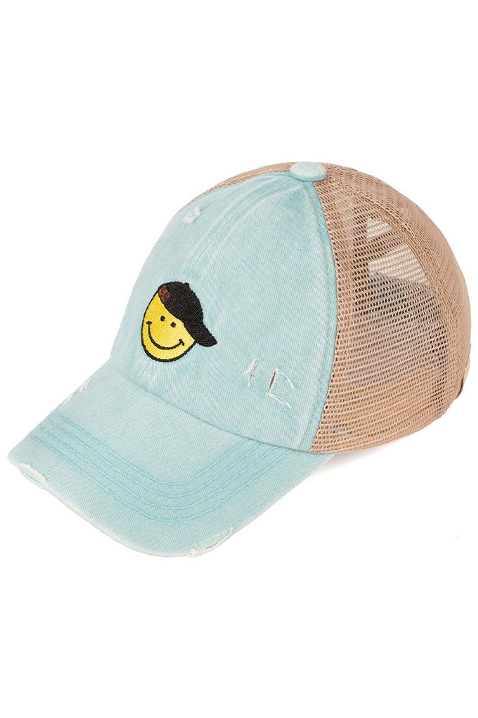 C.C Glitter Smiley Patch Kids Pony Cap