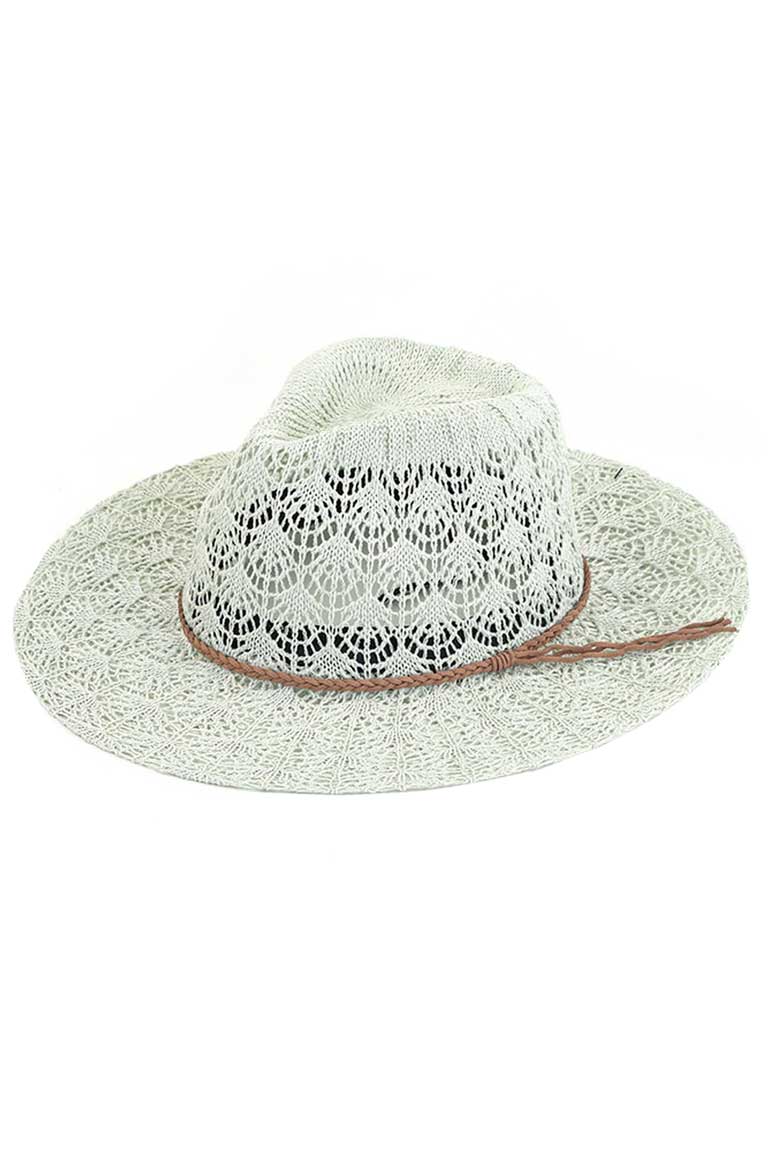 C.C Horseshoe Lace Knitting Trim Band Panama Hat