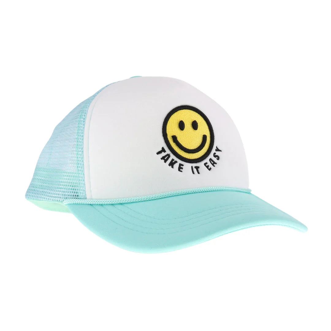 C.C TAKE IT EASY Smiley Face Trucker Cap