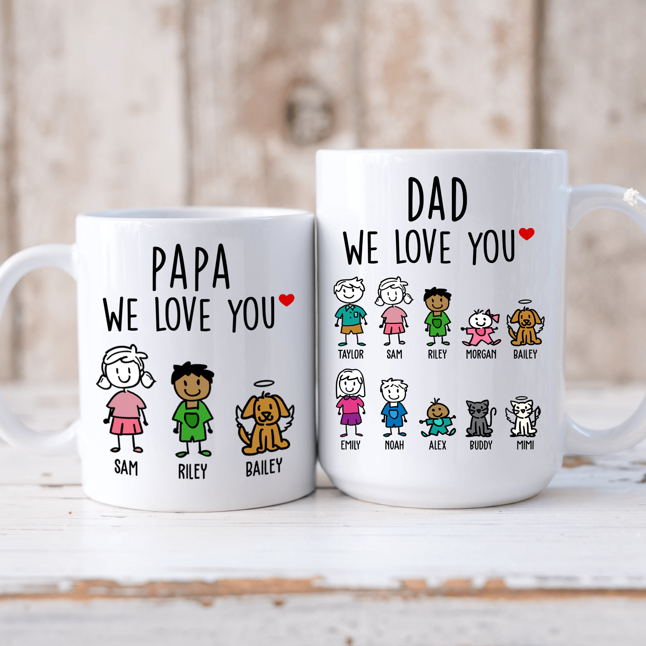 Dad, We Love You - Personalized Custom Coffee Mug - Custom Father's Day Gift for Dad, Papa, Grandpa, Daddy, Dada