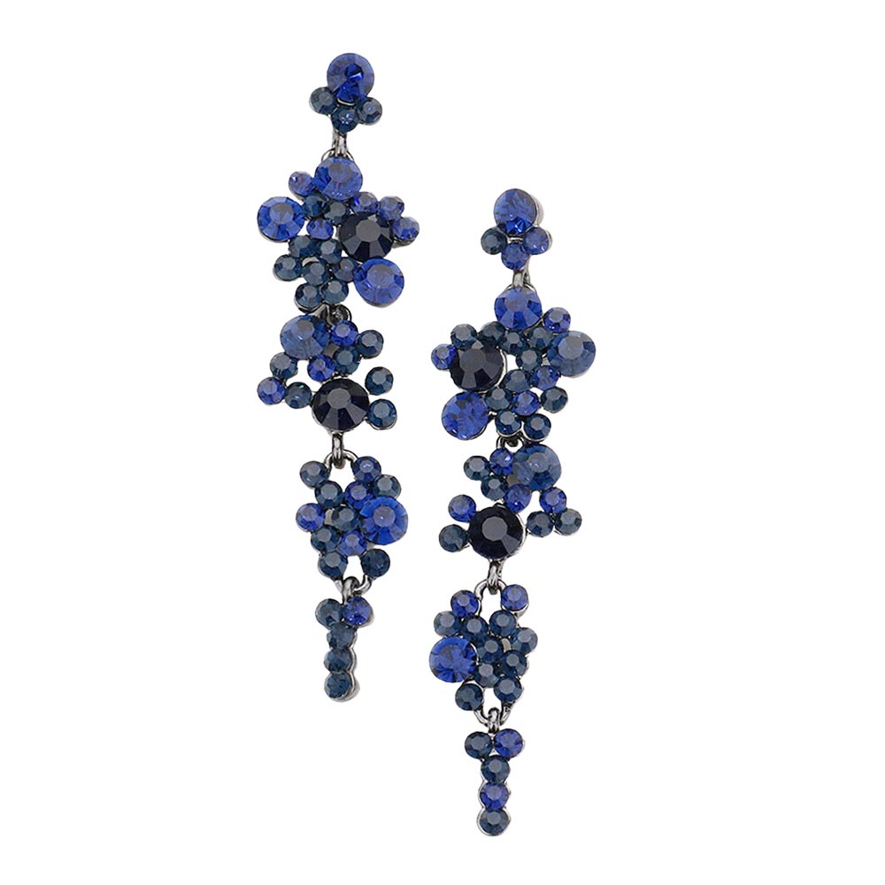 Bubble Stone Cluster Dangle Evening Earrings