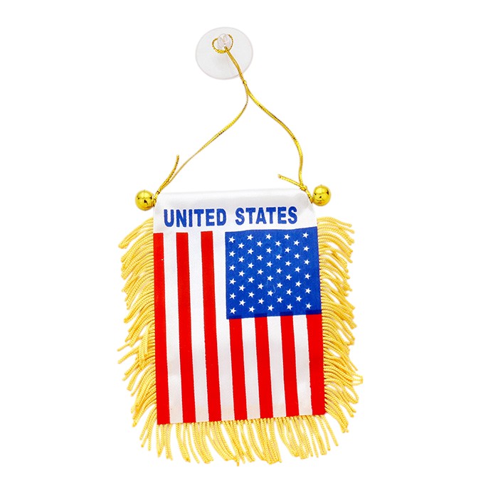 12 PCS - American flag mini banners with suctions