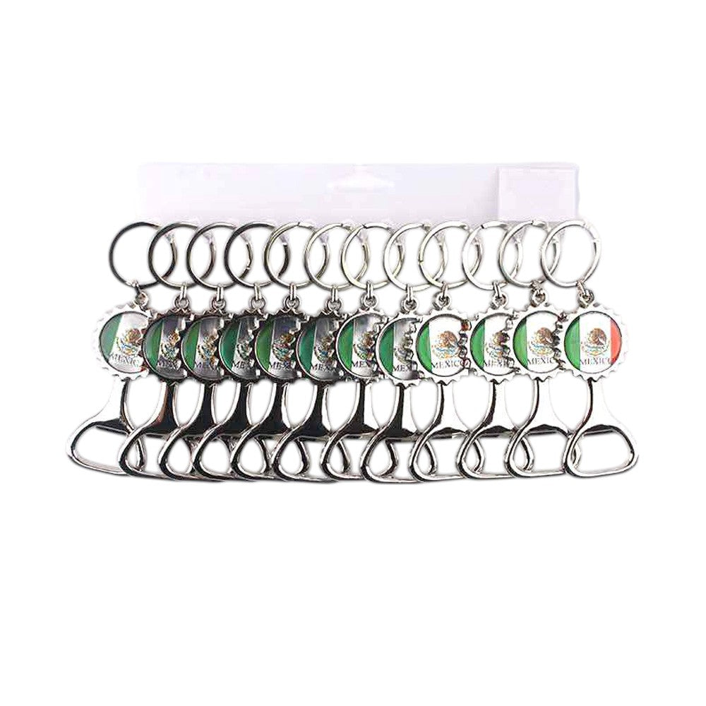 12PCS - Mexico Flag Printed Bottle Opener Keychains