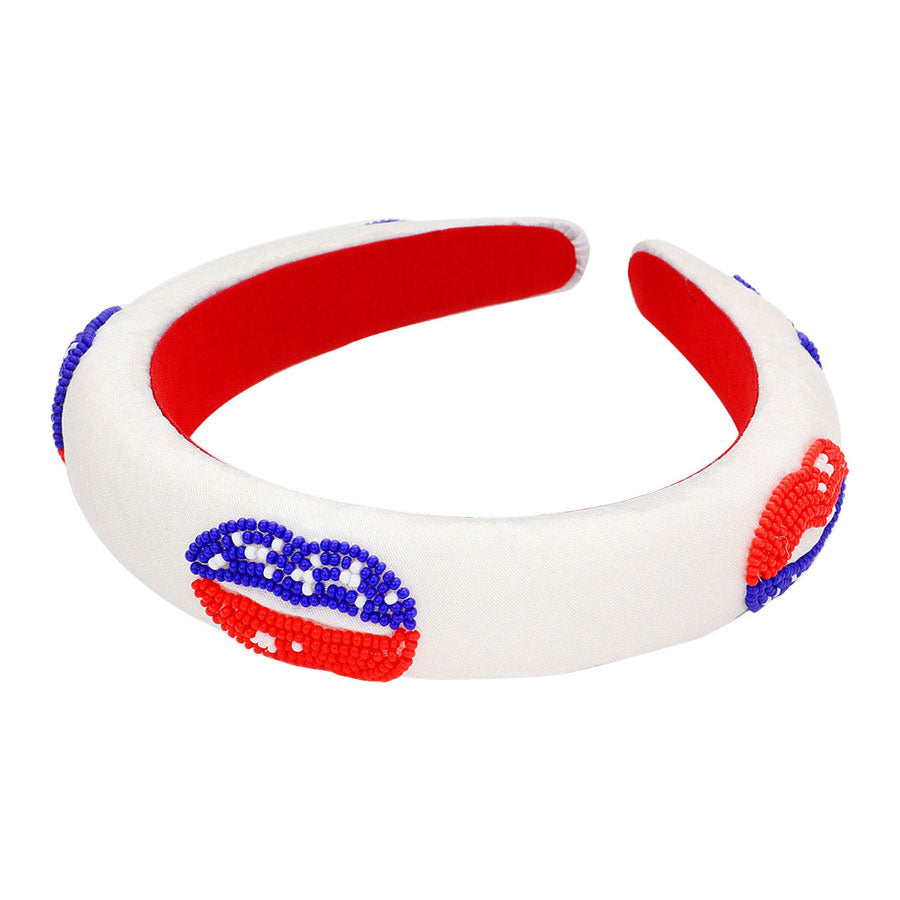 American USA Flag Lip Beaded Headband