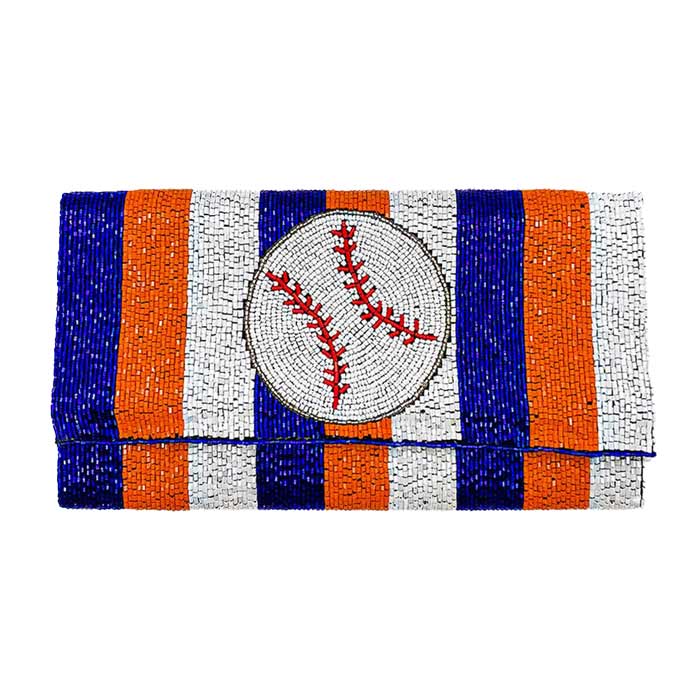 Beaded Baseball Clutch Crossbody Bag