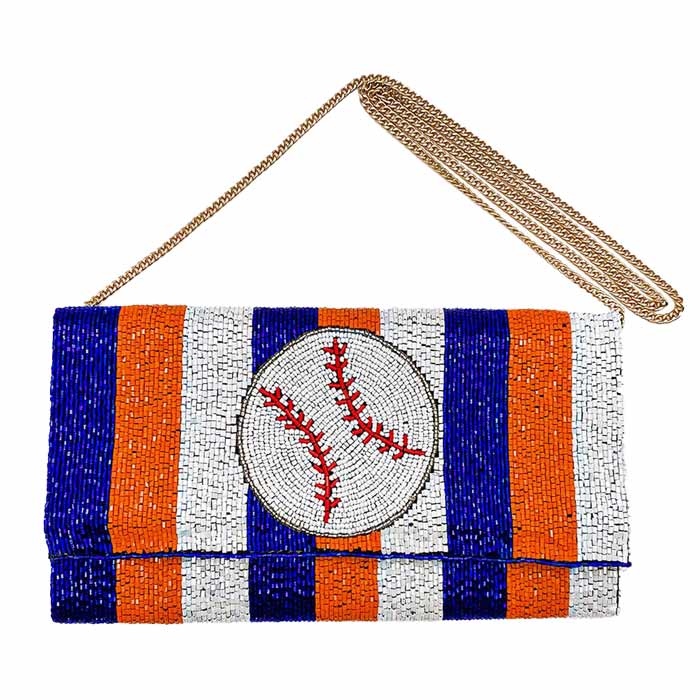 Beaded Baseball Clutch Crossbody Bag