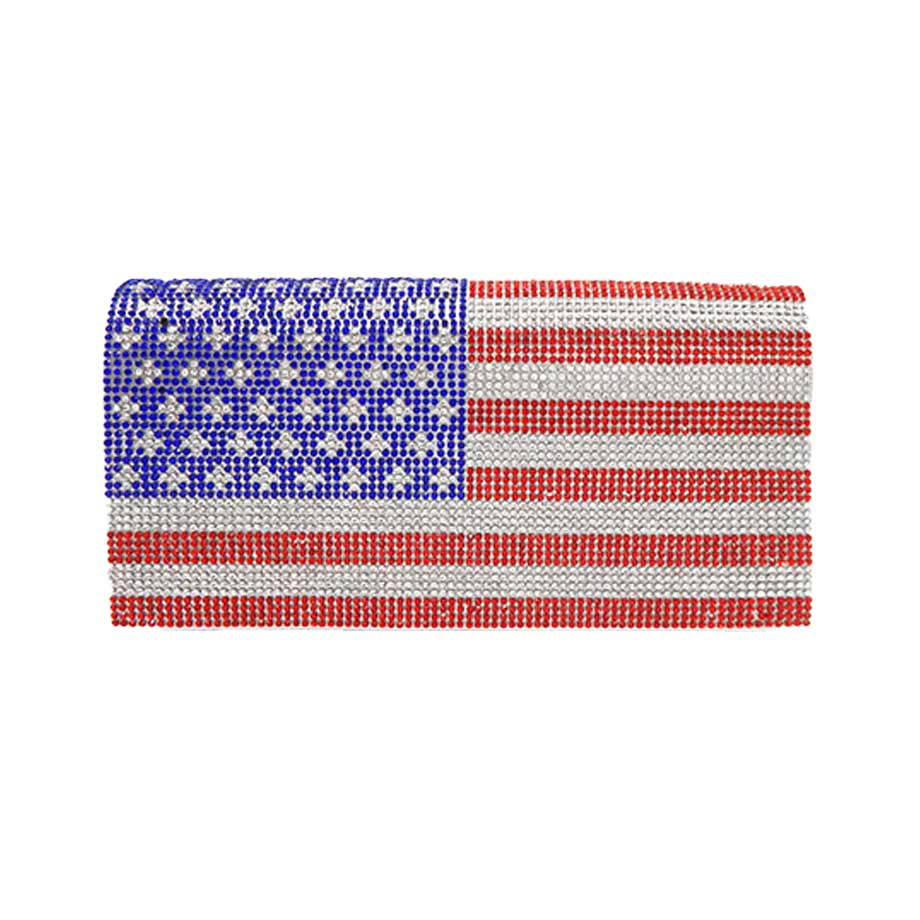 Bling American USA Flag Evening Clutch Crossbody Bag