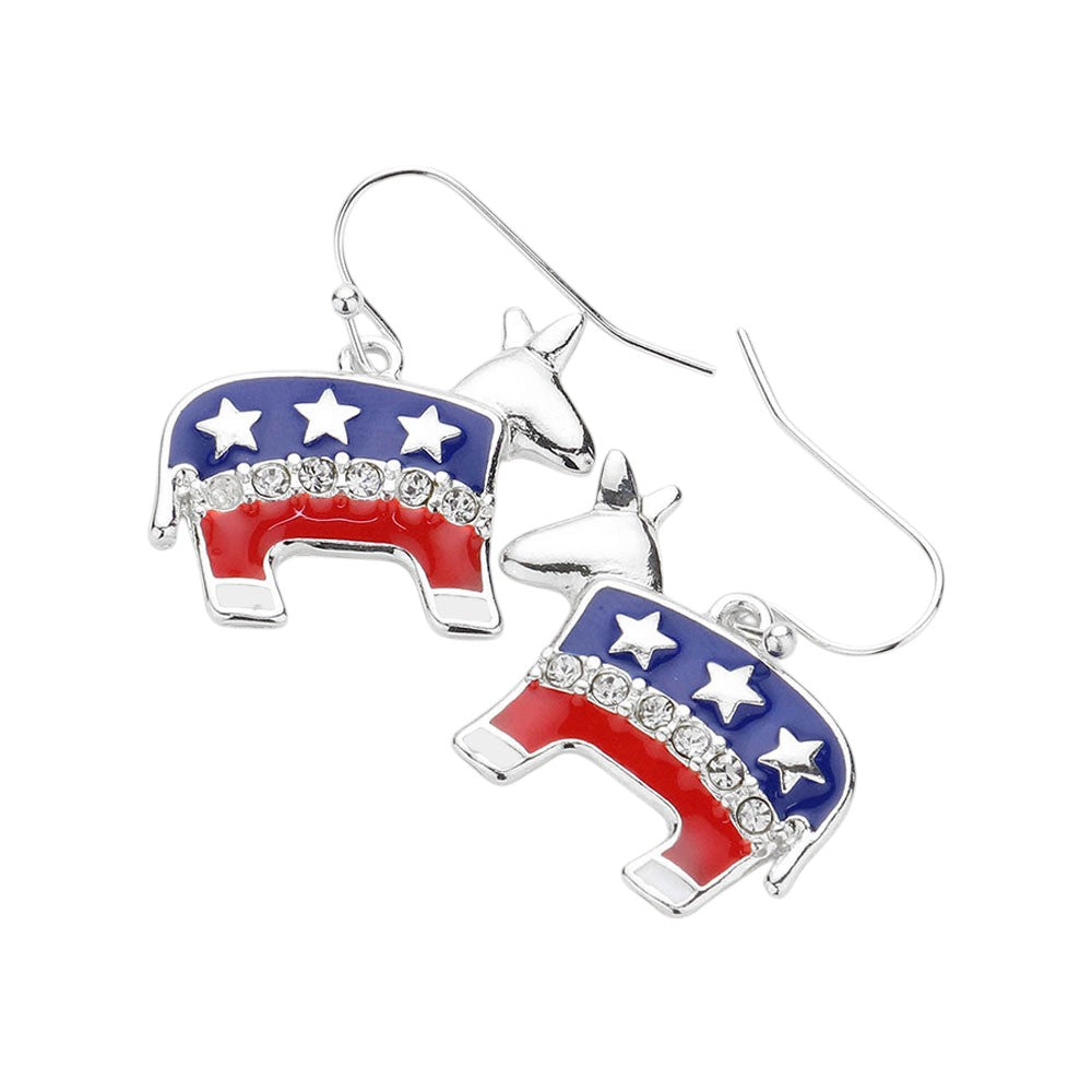 American USA Democrat Donkey Dangle Earrings