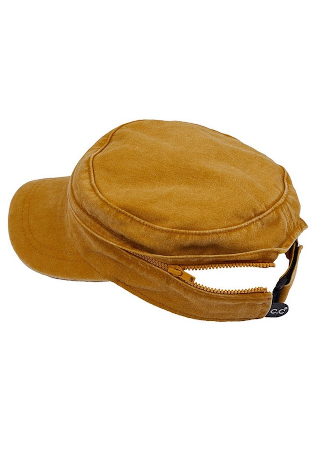 C.C Convertible Denim Army Zipper Cap Sun Visor