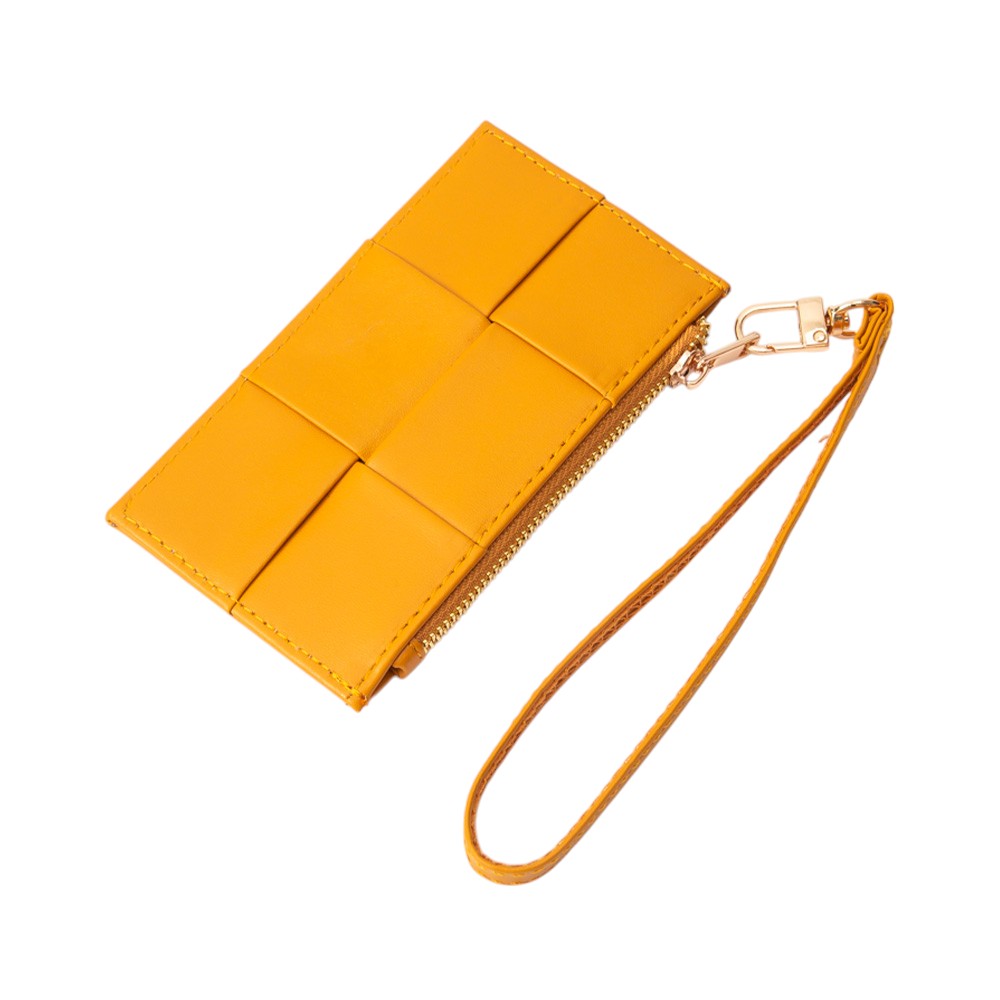 Faux Leather Weave Flat  Coin Wallet