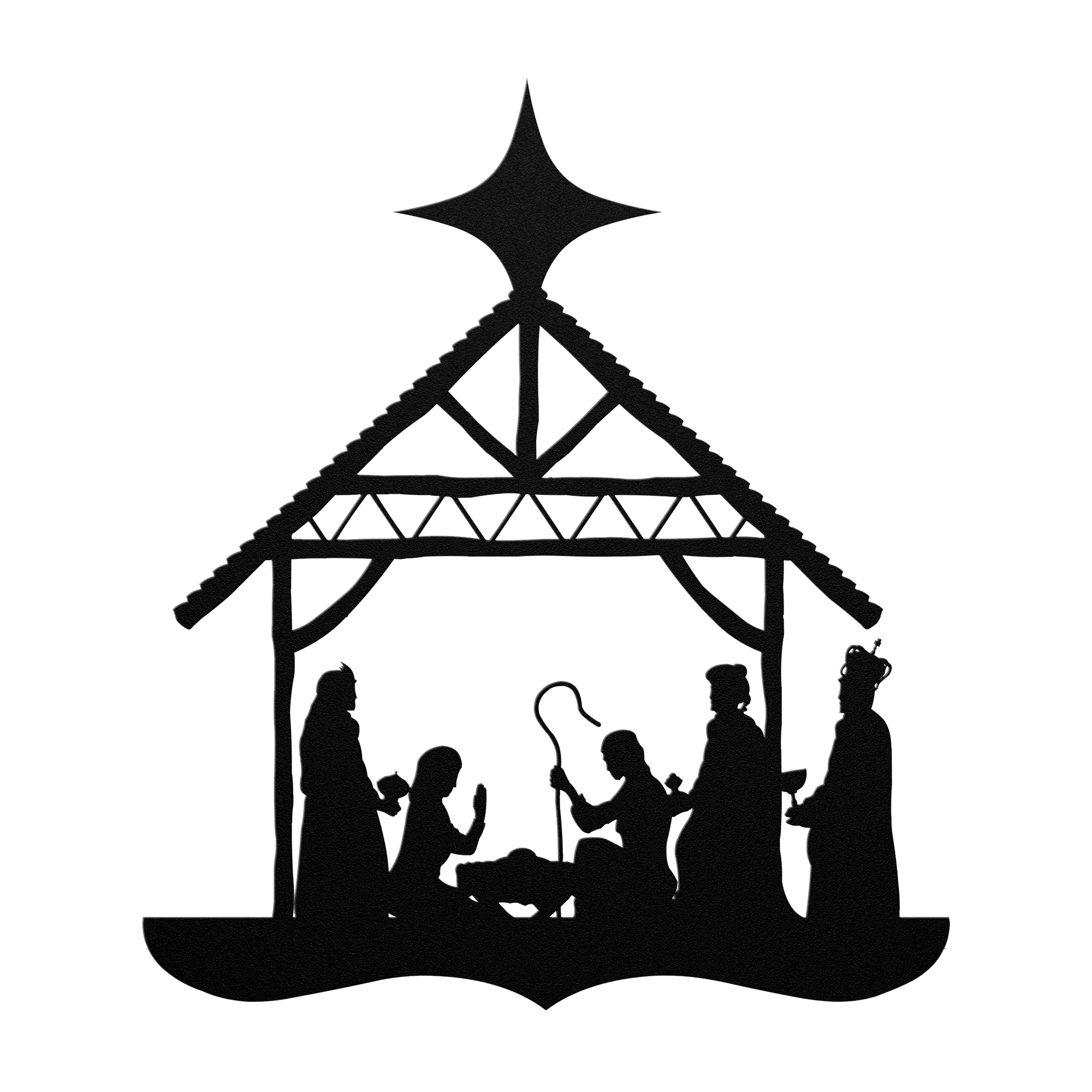 Nativity Silhouette Metal Wall Hanging - 5 Colors & 6 Sizes!