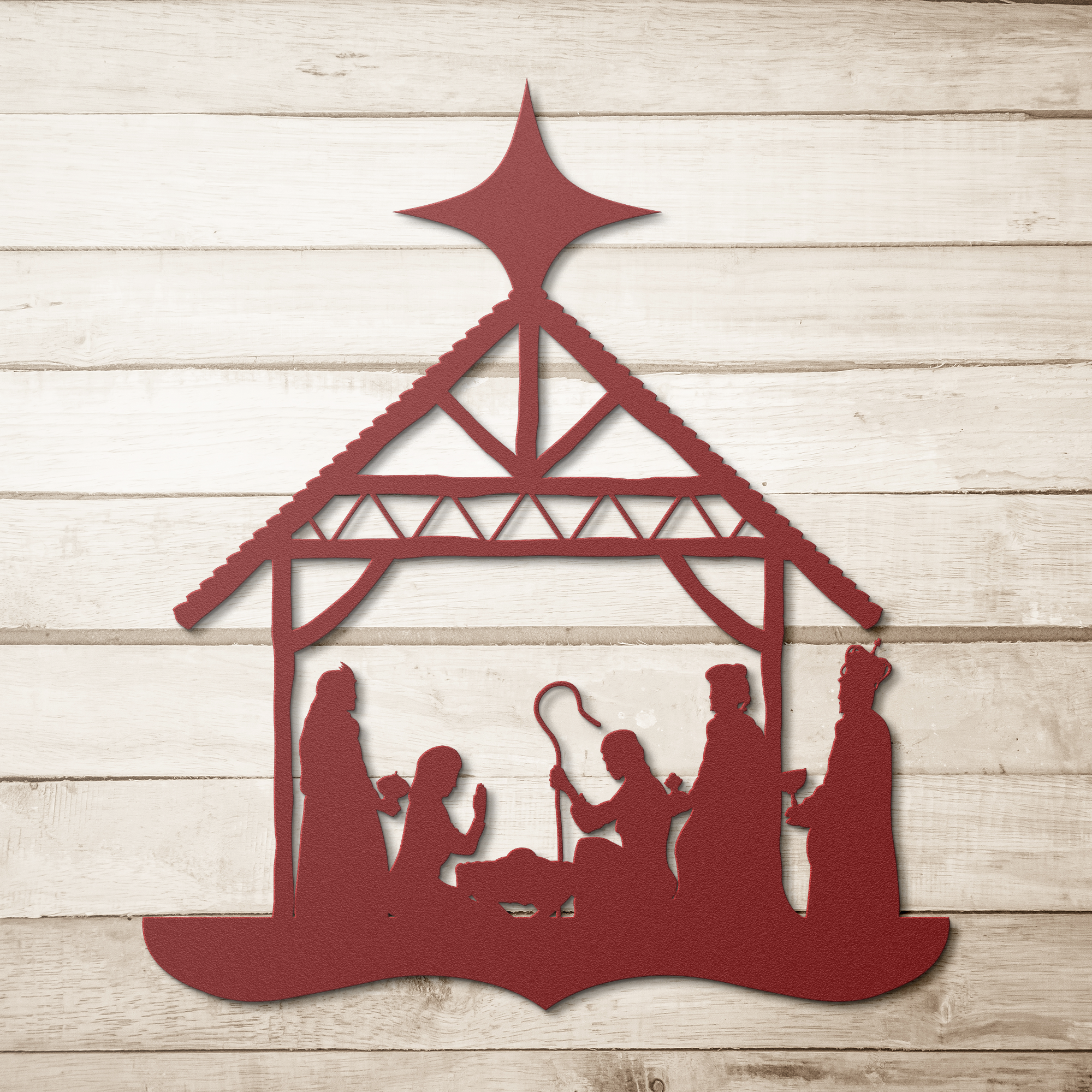 Nativity Silhouette Metal Wall Hanging - 5 Colors & 6 Sizes!