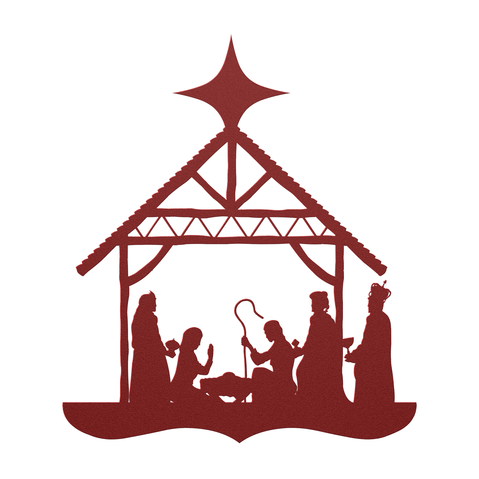 Nativity Silhouette Metal Wall Hanging - 5 Colors & 6 Sizes!