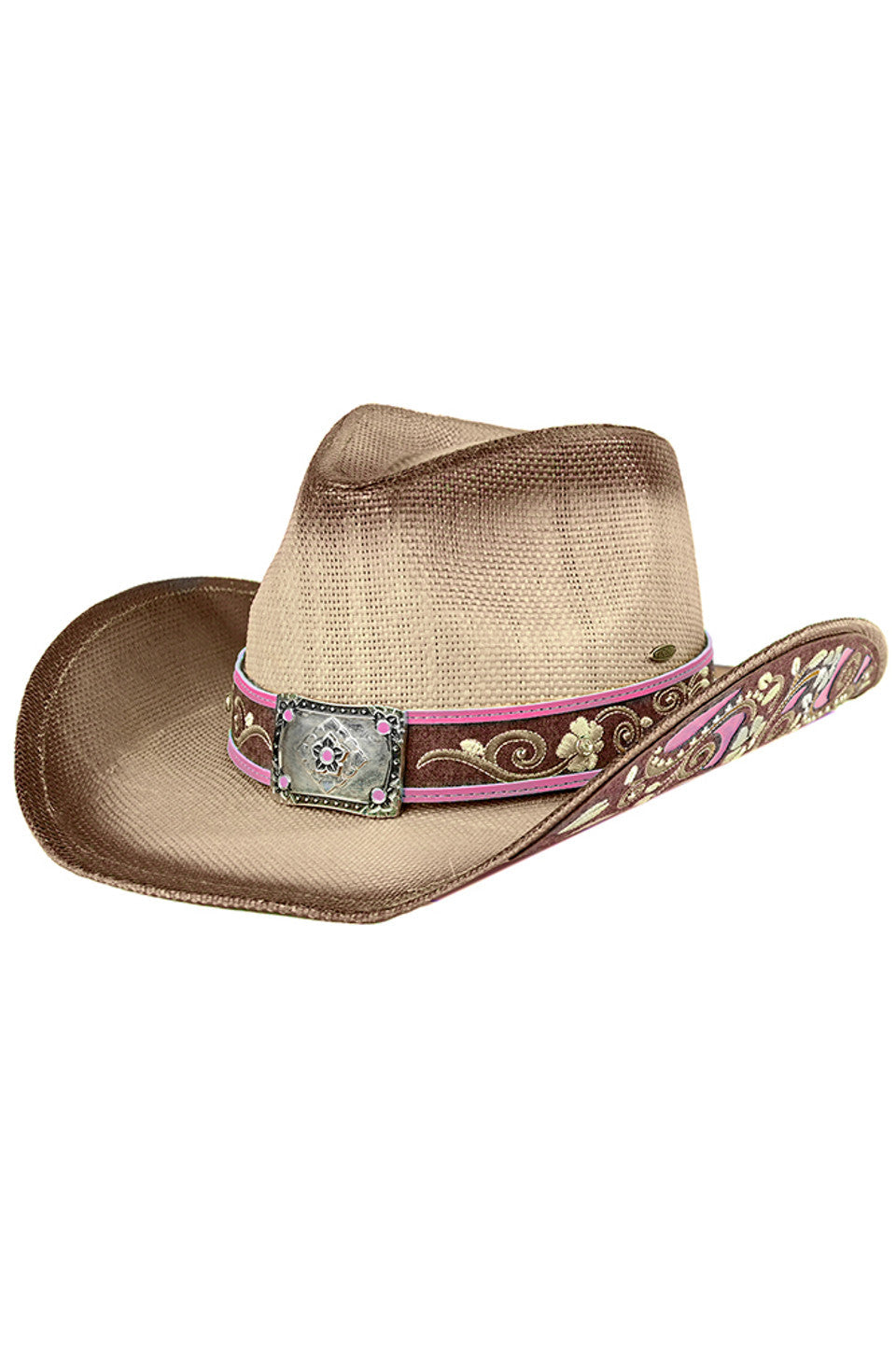 C.C Brim Patches Details Tea-Stain Cowboy Hat