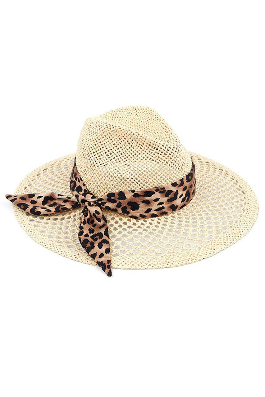C.C Leopard Band Panama Hat