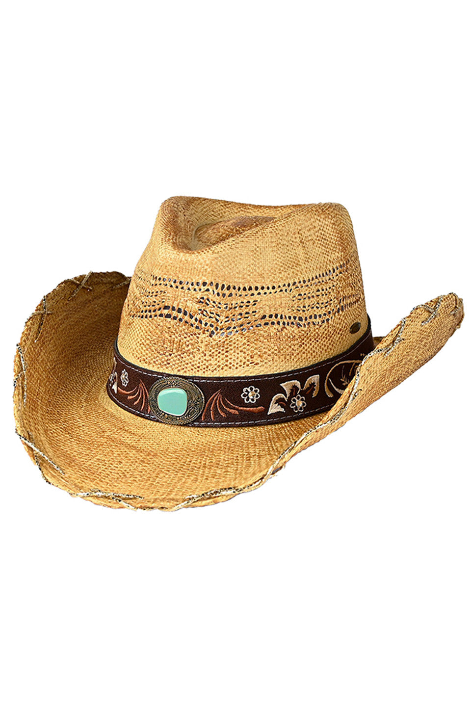 C.C Metallic X Stitches Ventead Cowboy Hat
